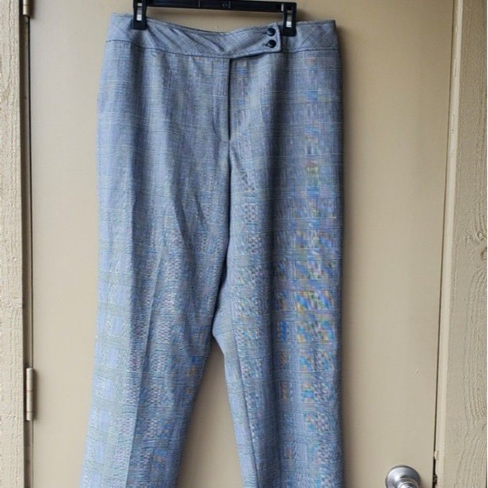 Talbots Womens Stretch Plus Size 16 Wool Black White Plaid Lined Trouser Pants